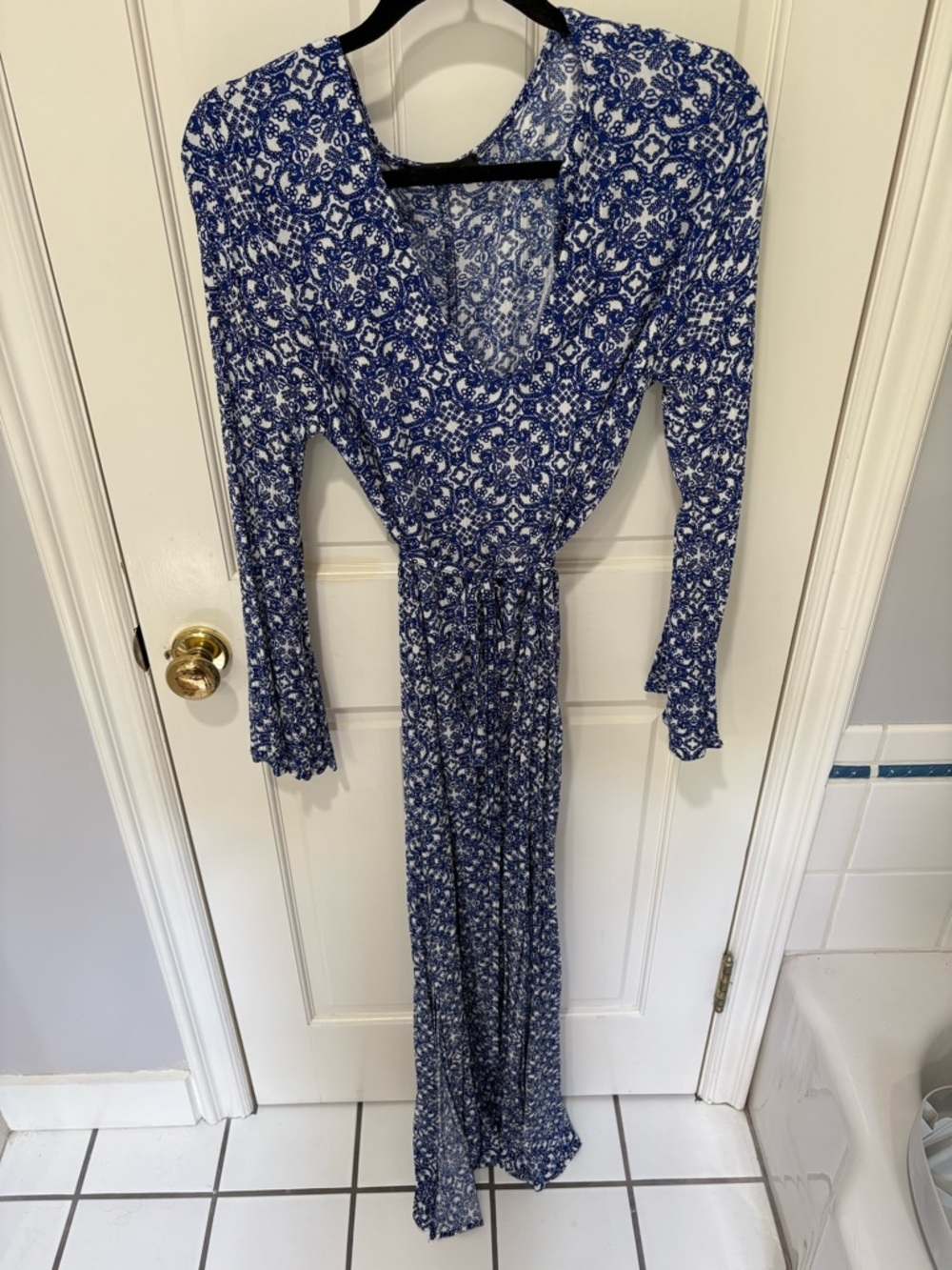 Lulus Blue Printed Wrap Maxi Dress - Women's